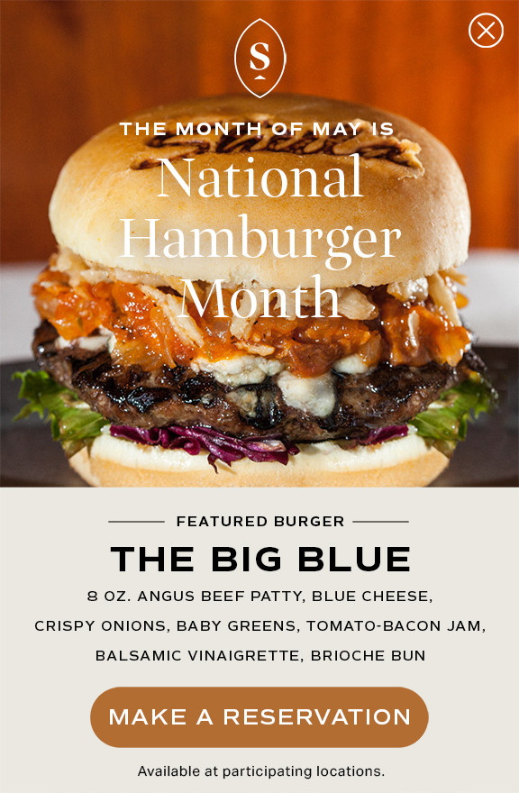 May is National Hamburger Month - Make a reservation to try our featured burgers